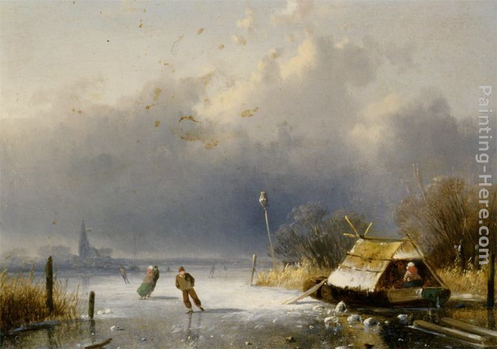 Charles Henri Joseph Leickert Landscape with figures on the ice